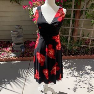 Black with red roses dress